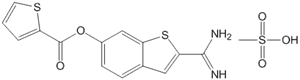 2-Thiophenecarboxylic acid 2-(aminoiminomethyl)benzo[b]thiophen-6-yl ester methanesulfonate (1:1)